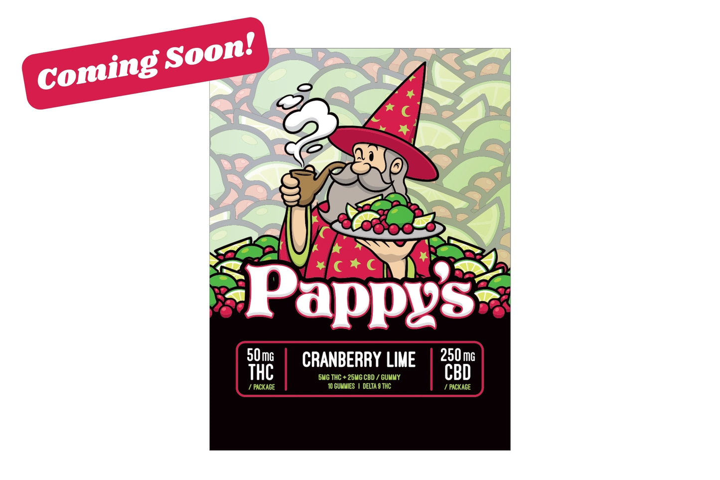 Pappy's Cranberry Lime Gummies 50mg THC + 250mg CBD