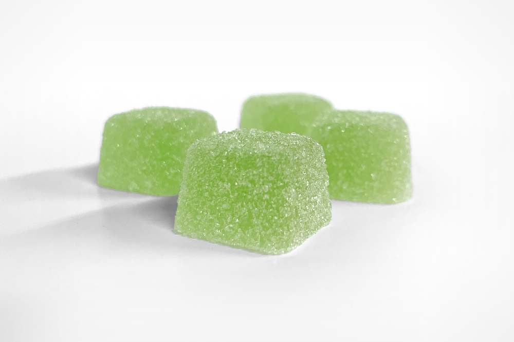 Green gummy cubes Pectin vs Gelatin in Cannabis Gummies